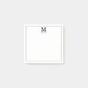 Simple Monogram Family Name Black And White   Post-it Notes