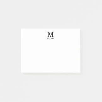 Simple Monogram Family Name Black And White Post-it Notes