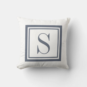 Simple Monogram Grey Classic Square  Cushion