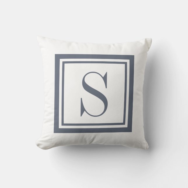 Simple Monogram Grey Classic Square  Cushion (Front)