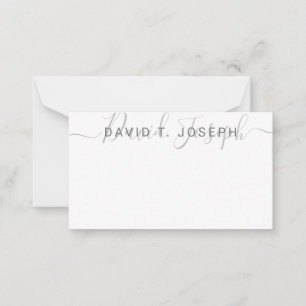 Simple Monogram Handwritten Minimalist Grey Card