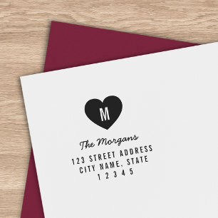 Simple Monogram Heart Family Home Address Self-inking Stamp