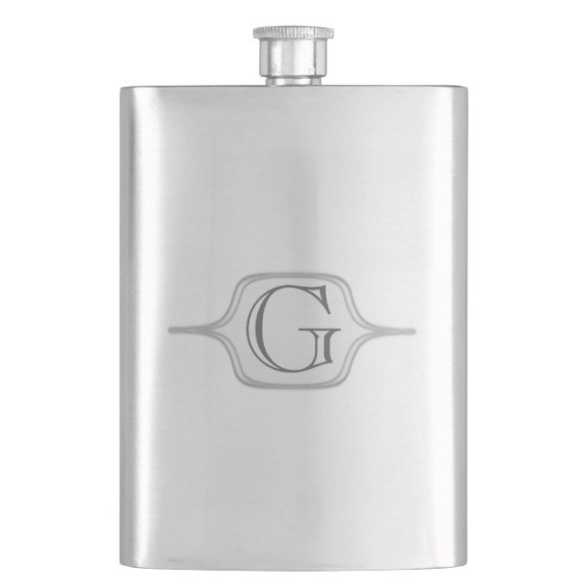 Simple Monogram Hip Flask (Front)