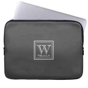 Simple Monogram Initial and Name Laptop Sleeve