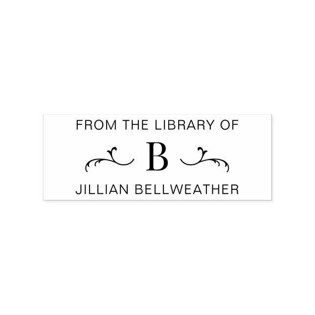 Simple Monogram Initial Book Rubber Stamp (Imprint)