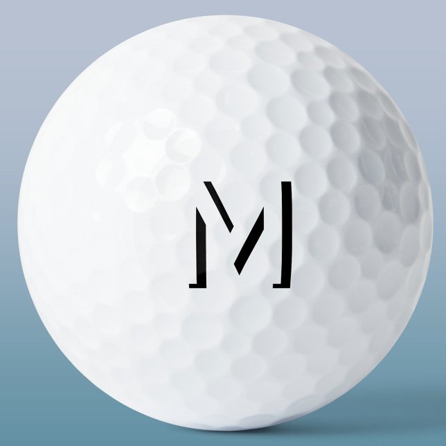 Simple Monogram Initial Drop Shadow Personalised Golf Balls (Modern monogram initial drop shadow typography personalized golf ball)