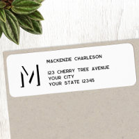 Simple Monogram Initial Drop Shadow Return Address