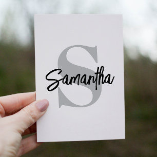 Simple Monogram Initial Name Thank You Card