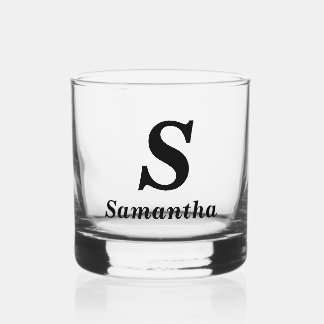 Simple Monogram Initial Name Whiskey Glass