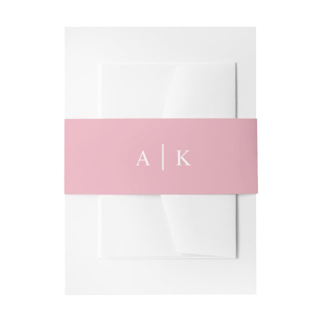 Simple monogram initials candy pink belly band invitation belly band (Front Example)