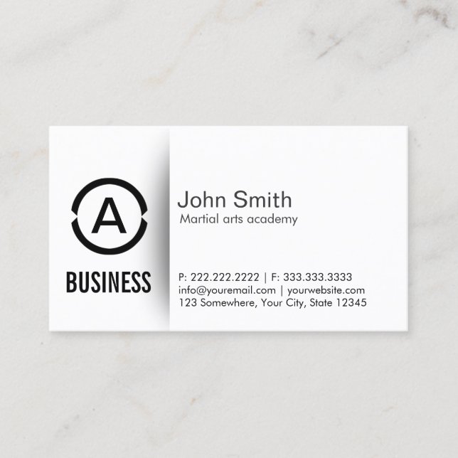 Simple Monogram Martial Arts Business Card (Front)
