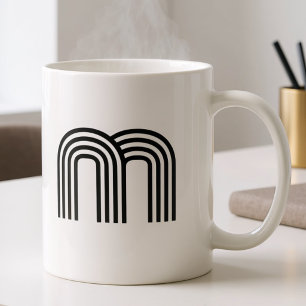 Simple Monogram Minimalist Modern Initial Black  Coffee Mug