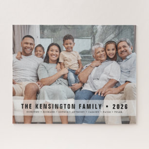 Simple Monogram Modern Bold Family Photo Keepsake Jigsaw Puzzle