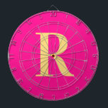 Simple Monogram Modern Hot Pink Dartboard<br><div class="desc">This is a simple, modern, personalised monogram design. This stylish design is in trending hot pink with stylish typography. It's perfect for a personalised gift or ideal as a cute new games room accessory for yourself. Simply add your initial letter by typing it into the personalise this text box. Check...</div>