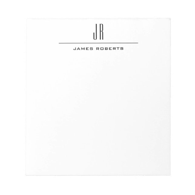 Simple Monogram Modern Professional Personalised Notepad (Front)