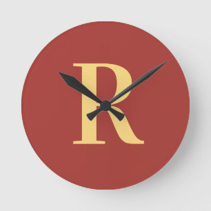 Simple Monogram Modern Round Clock