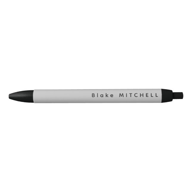 Simple Monogram Name Grey Unique Black Ink Pen (Front)