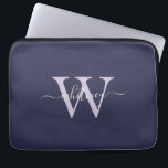 Simple Monogram Name & Initial Monochrome Dark Lap Laptop Sleeve<br><div class="desc">Simple Monogram Name & Initial Monochrome</div>