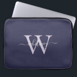 Simple Monogram Name & Initial Monochrome Dark Lap Laptop Sleeve<br><div class="desc">Simple Monogram Name & Initial Monochrome</div>