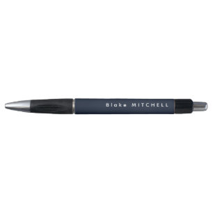Simple Monogram Name Modern Navy Blue Black White