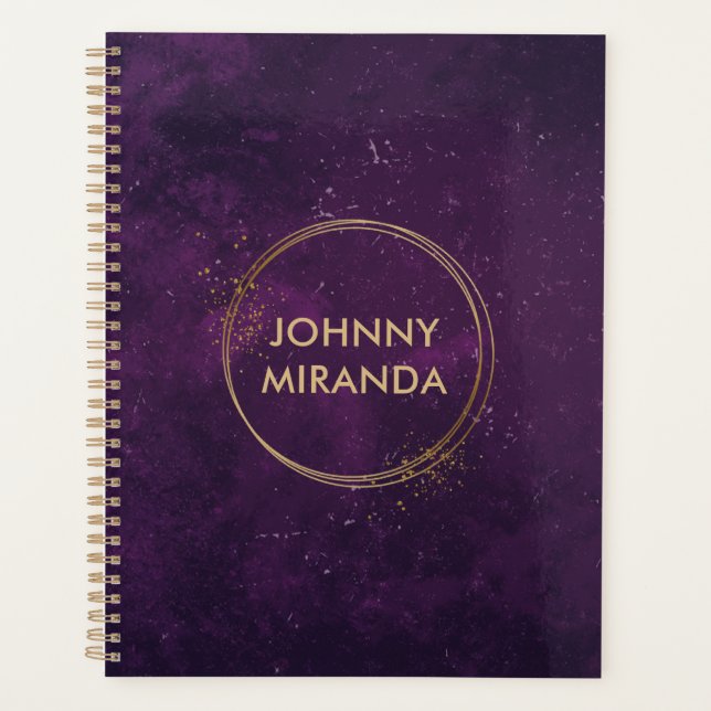Simple Monogram Name month and Week to View Planner (Front)