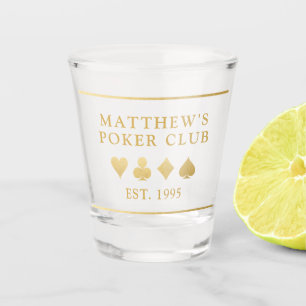 Simple Monogram Name Poker Club Card Suite Shot Glass