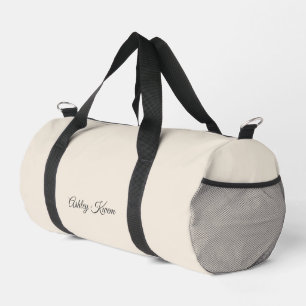 Simple monogram neutral ivory duffle bag