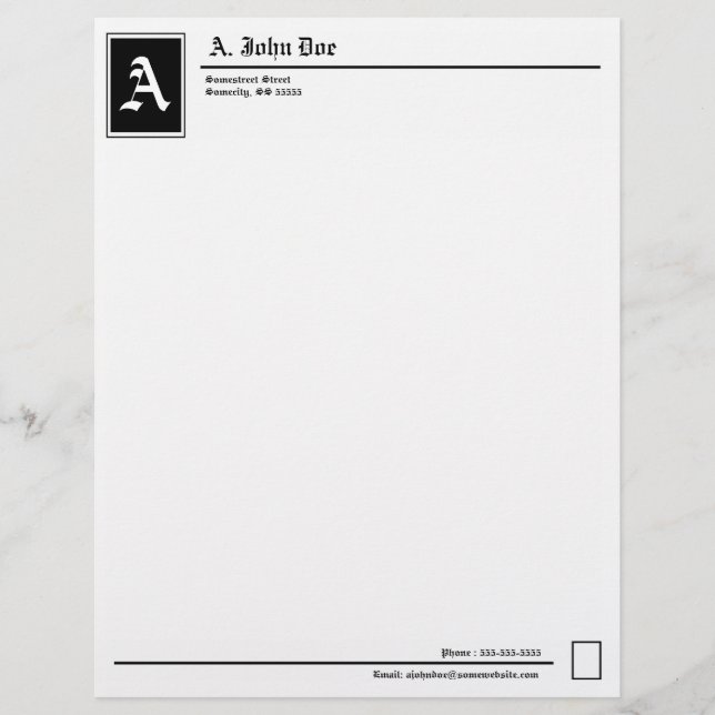 Simple Monogram Personal Letterhead (Front)