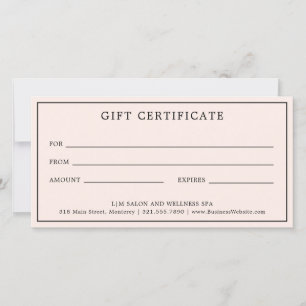 Simple Monogram Pink Blush Gift Certificate