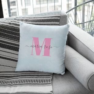 Simple Monogram Pink Minimalist Cushion