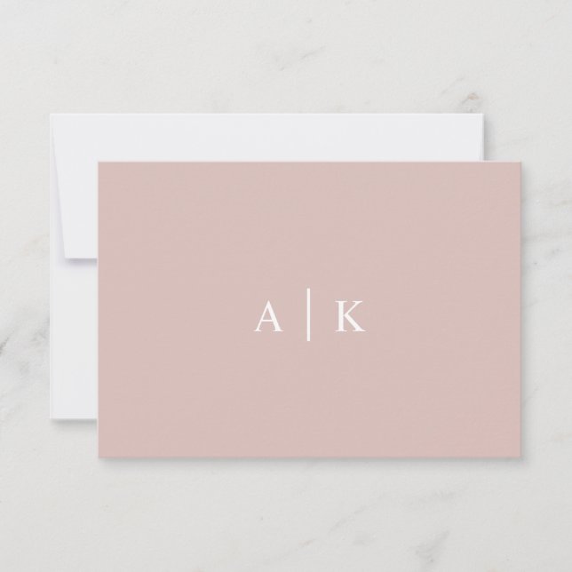 Simple Monogram Pink Wedding Bride Groom Initials Thank You Card (Front)