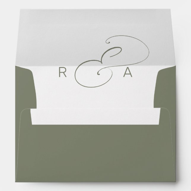 Simple Monogram Pre-Printed Return Address 5x7  Envelope (Back (Bottom))