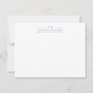 Simple Monogram Purple Line Stationery Card