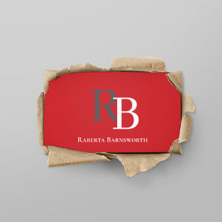 Simple Monogram QR Code Red | Connect with Me Business Card