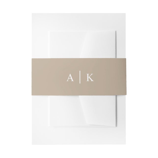 Simple Monogram Rustic Natural Brown Invitation Belly Band (Front Example)