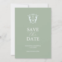 Simple Monogram Sage Green Save The Date