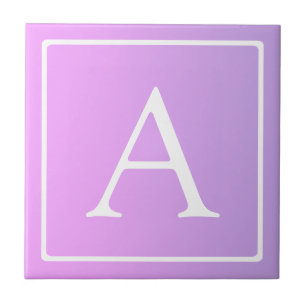 Simple Monogram   Subtle Pink/Purple Ombre Ceramic Tile