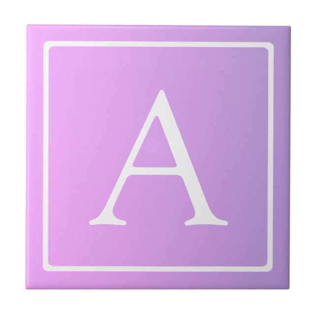 Simple Monogram | Subtle Pink/Purple Ombre Ceramic Tile (Front)