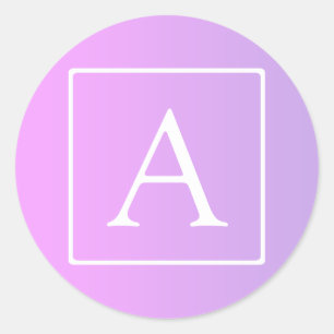 Simple Monogram   Subtle Pink/Purple Ombre Classic Round Sticker