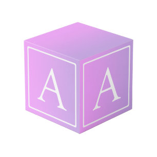 Simple Monogram   Subtle Pink/Purple Ombre Cube