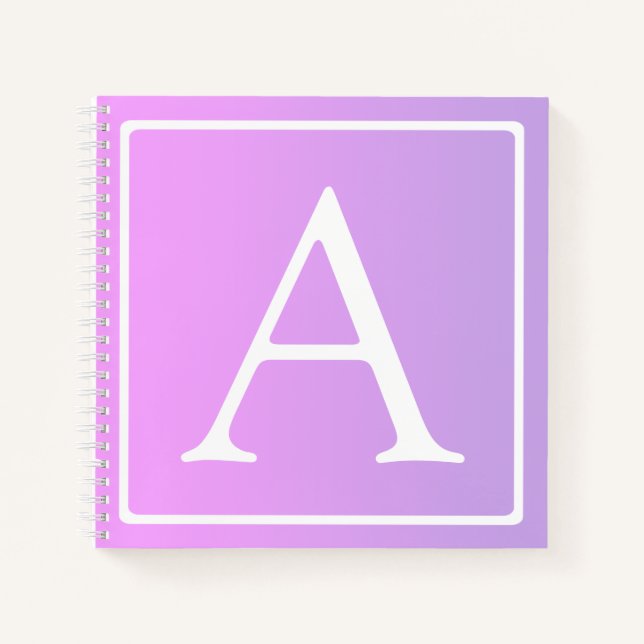 Simple Monogram | Subtle Pink/Purple Ombre Notebook (Front)