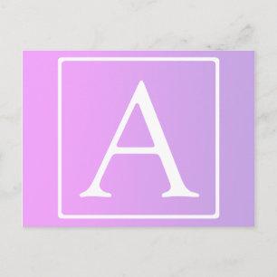 Simple Monogram Subtle Pink/Purple Ombre Postcard