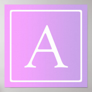 Simple Monogram   Subtle Pink/Purple Ombre Poster