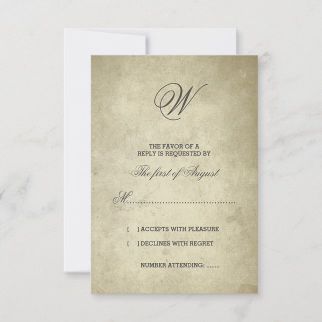 Simple Monogram | Vintage Paper RSVP (Front)