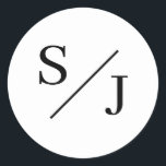 Simple Monogram Wedding Classic Round Sticker<br><div class="desc">Embrace the elegance of simplicity with our Simple Monogram Wedding Classic Round Sticker. This design showcases a beautifully crafted initial wedding logo, combining classic and contemporary styles for a timeless appeal. The clean, sharp lines of the monogram reflect a modern sensibility, while the handwritten quality of the initials adds a...</div>