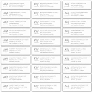 Simple Monogram Wedding Guest Names Address