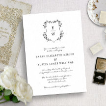 Simple Monogram Wedding Invitation