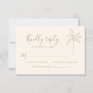 Simple Monogram Wedding Logo Palm Tree  RSVP Card