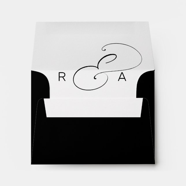 Simple Monogram Wedding Pre-Printed Address RSVP Envelope (Back (Bottom))