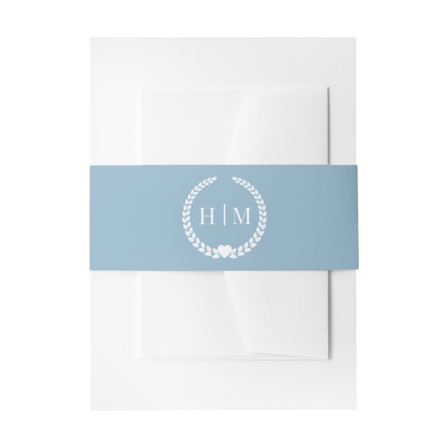 Simple Monogram Winter Sky Blue Invitation Belly Band (Front Example)